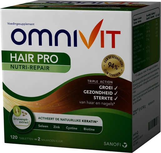 Omnivit Hair Pro Nutri-Repair 120 Tabletten | Haaruitval - Gebroken nagels