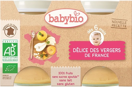 Babybio Petits Pots Délice Des Vergers +6Mois 2x130g | Alimentation