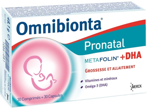 Omnibionta Pronatal Metafolin + DHA 30 Comprimés + 30 Capsules | vitamines grossesse