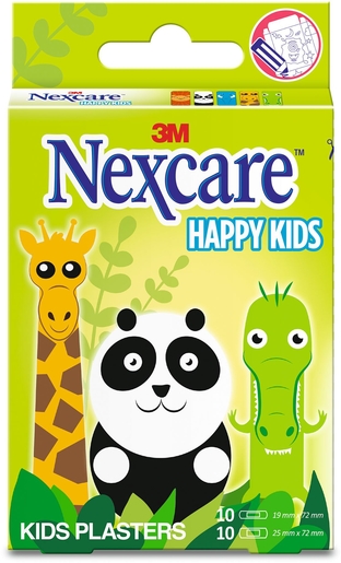 Nexcare 3M Happy Kids Animaux 20 Pansements | Pansements - Sparadraps - Bandes