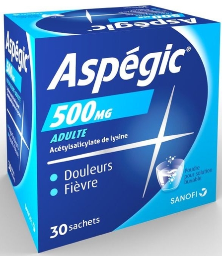 Aspegic 500mg Adulte 30 Sachets | Maux de tête - Douleurs diverses