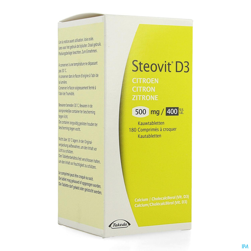 Steovit D3 500 mg/400 UI 180 Kauwtabletten (Citroen) | Beendergestel - Osteoporose