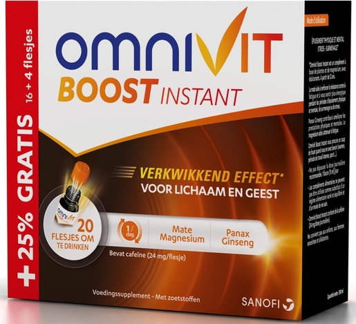 Omnivit Boost Instant 16 + 4 Flacons x 15ml (met 25% gratis) | Stimulans - Tonus