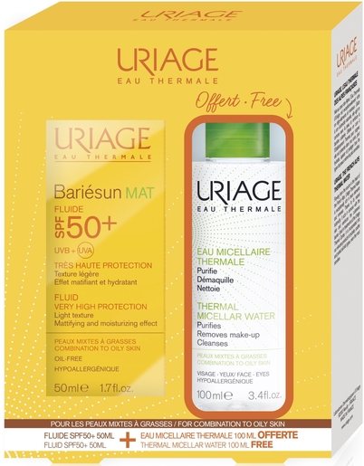 Uriage Bariésun Mat IP50+ Fluide 50ml (+ eau micellaire offerte) | Protection visage
