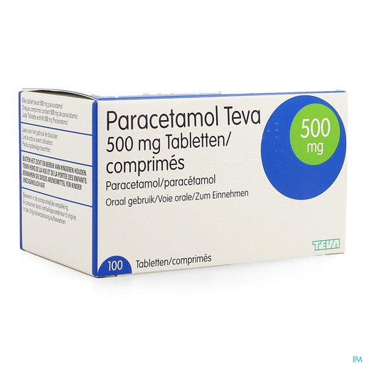 Paracetamol Teva 500mg 100 Comprimés | Maux de tête - Douleurs diverses