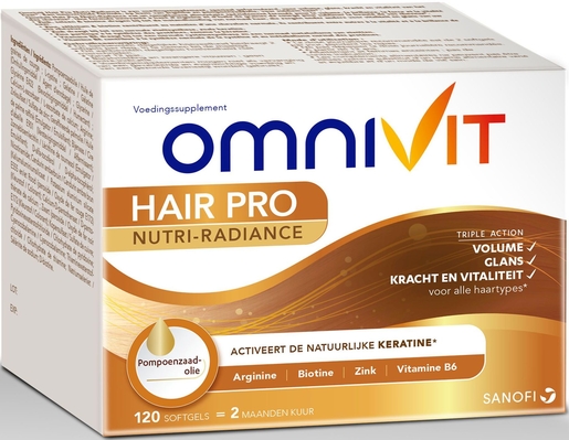 Omnivit Hair Pro Nutri-Radiance 120 Capsules | Haaruitval - Gebroken nagels