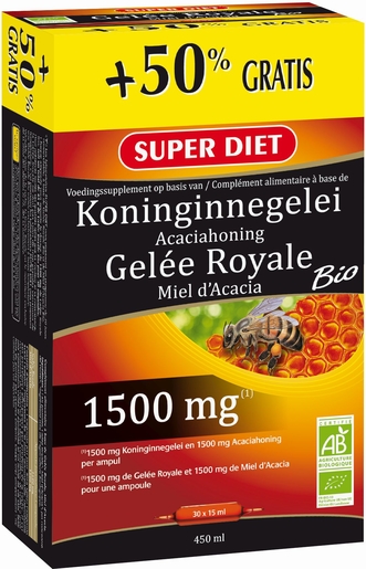 SuperDiet koninginnegelei Bio 20 + 10 Ampullen x 15ml (50% gratis inbegrepen) | Bioproducten