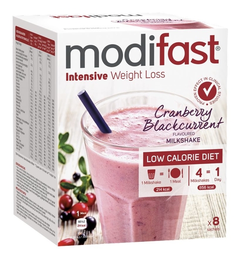 Modifast Intensive Milkshake Cranberry 8 x 55 g | Uw afslankingsproducten aan de laagste prijs