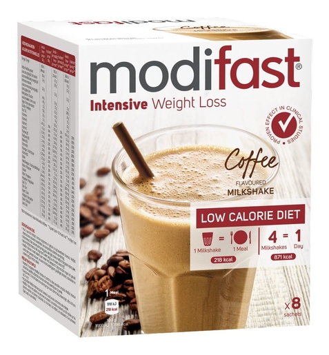 Modifast Intensive Milkshake Koffie 8 x 55 g | Uw afslankingsproducten aan de laagste prijs