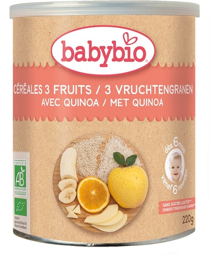 Babybio Céréales 3 Fruits Quinoa +6Mois 220g | Alimentation