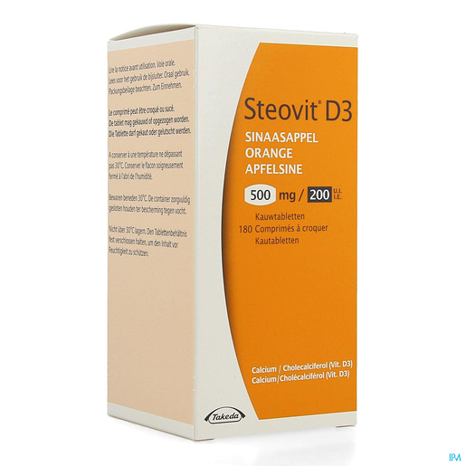 Steovit D3 500 mg/200 Ui Sinaasappel 180 Tabletten