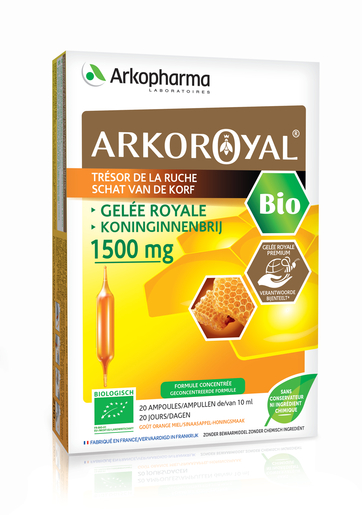 ArkoRoyal Gelée Royale Bio 1500mg Ampoules 20x10ml | Défenses naturelles - Immunité