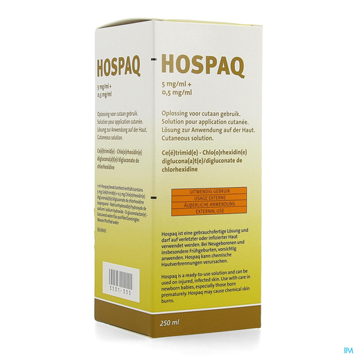 Hospaq 5 mg/ml + 0,5 mg/ml Huidoplossing 250 ml | Ontsmettingsmiddelen