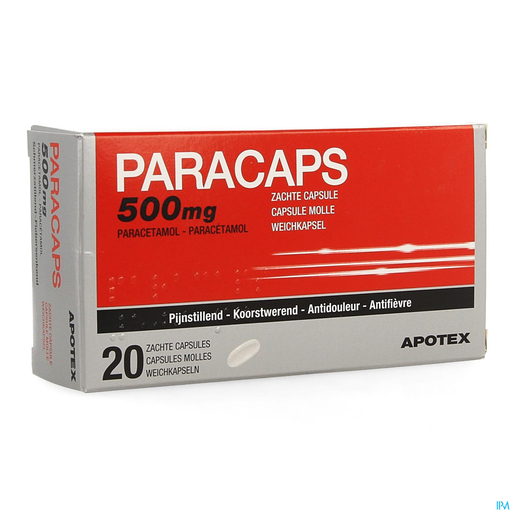 Paracaps 500mg 20 Capsules | Maux de tête - Douleurs diverses