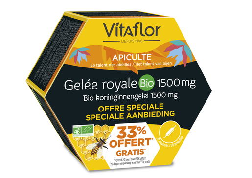 Vitaflor Gelee Royale Bio 1500mg (+ 33% Gratuit) | Gelée royale