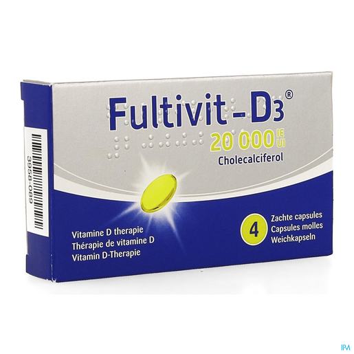 Fultivit-D3 20000 IU 4 Zachte Capsules | Calcium - Vitamine D