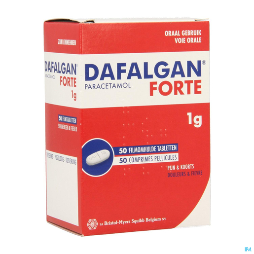 Dafalgan Forte 1g 50 comprimés pellicules | Maux de tête - Douleurs diverses