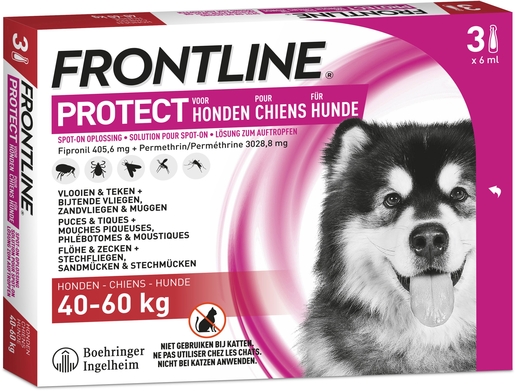 Frontline Protect Honden 40-60 kg 3 Pipetten | Vlooien- en tekenwerende middelen