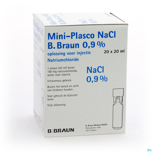 Mini Plasco Nacl 0,9 % Amp 20x20 ml | Injecties