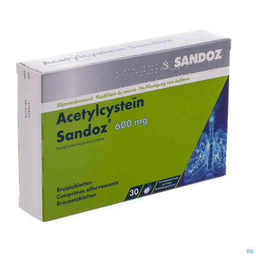 Acetylcystein Sandoz 600mg 30 Bruistabletten | Vette hoest