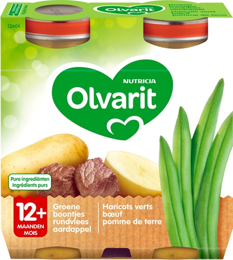 Olvarit Repas Haricots Boeuf Puree 2x250g (12 mois) | Alimentation