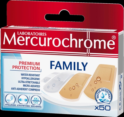 Mercurochrome Pansements Family 50 Pièces | Pansements - Sparadraps - Bandes
