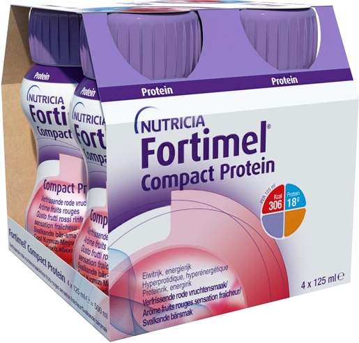Fortimel Compact Protein Fris Rode Vrucht 4x125ml | Orale voeding