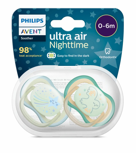 Philips Avent Fopspeen Ultra Air Nighttime 0-6 m 2 Stuks | Baby & mama
