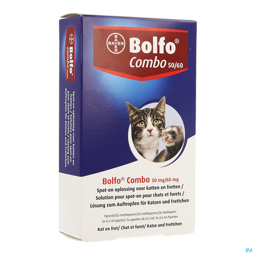 Bolfo Combo 50 mg/60 mg Spot-on Kat Fret 3x0,5 ml | Geneesmiddelen voor katten