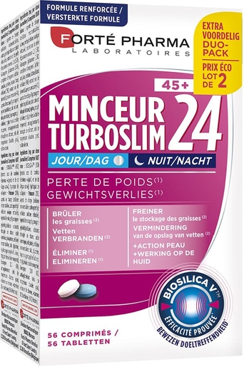 Minceur Turboslim 24 (45+) Jour et Nuit Duopack 2x28 Comprimés | Brûleurs de graisse