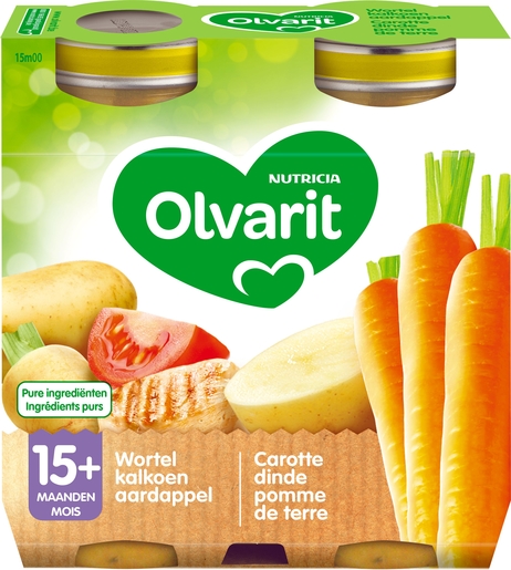 Olvarit Repas Carotte Dinde Puree 2x250g (15 mois) | Alimentation
