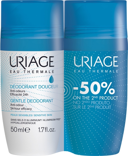 Uriage Pakket Deodorant Zachtheid Roll-on 2 x 50 ml (2de product aan -50%) | Klassieke deodoranten
