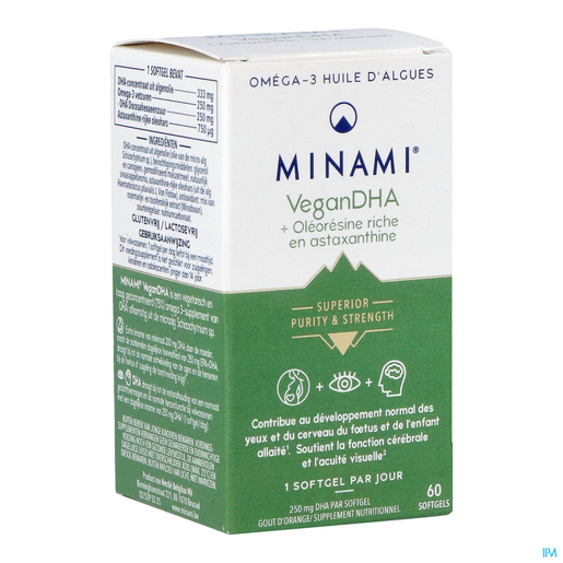 Minami VeganDHA + Astaxanthine 60 Comprimés | Mémoire - Concentration