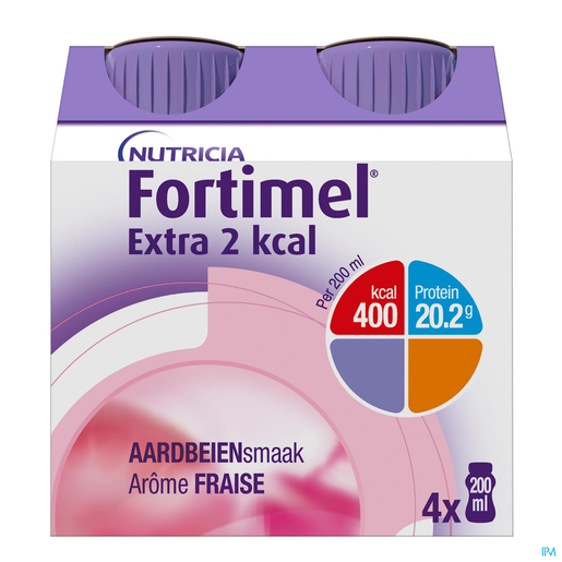 Fortimel Extra 2 Kcal Fraise 4x200ml | Régimes protéinés