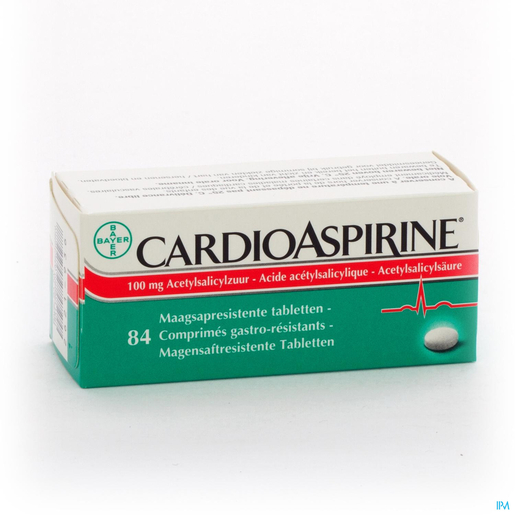 Cardioaspirine 100mg 84 Maagsapresistente Tabletten | Algemene bloedsomloop - Vloeibaarheid van het bloed