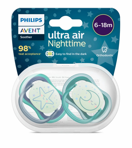 Philips Avent Sucette Ultra Air Nighttime +6m 2 Pièces | Sucettes