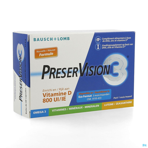 Preservision 3 + Vitamine D3 60 Capsules | Ogen - Zicht