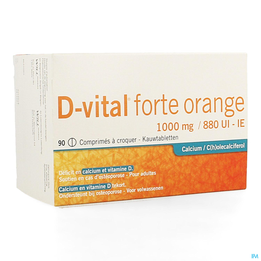 D Vital Forte Orange 1000 mg/880 UI Kauwtabletten. 90 | Calcium - Vitamine D