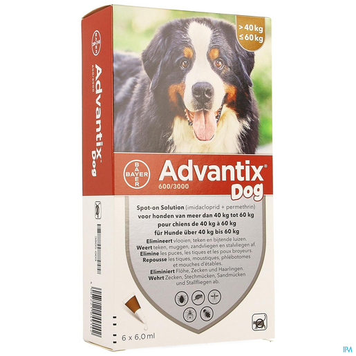 Advantix Dog Spot-on Opl Hond 40-60 kg Pipet 6x6 ml | Geneesmiddelen voor honden