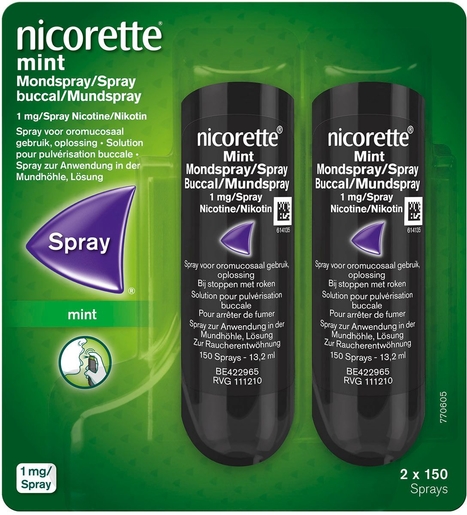 Nicorette Mint Spray Buccal 2x150 Sprays 1mg/spray | Arrêter de fumer