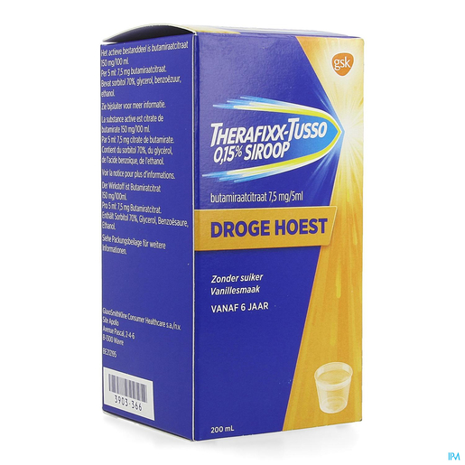Therafixx-Tusso 0,15% Siroop 200 ml | Droge hoest