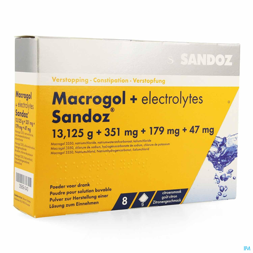 Macrogol + Electrolytes Sandoz 8 Sachets de Poudre | Constipation