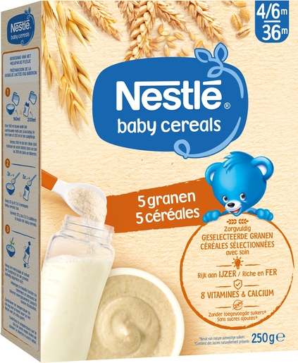 NESTLÉ Baby Cereals 5 Granen Baby 6+ Maanden 250g | Meel
