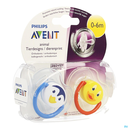 Avent Sucette Animaux Silicone Double 0- 6m 2 | Sucettes