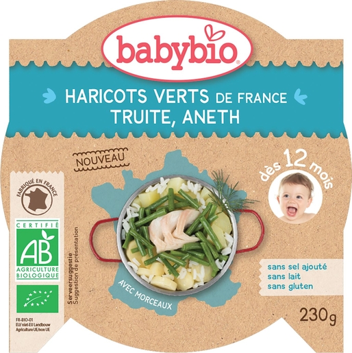 Babybio Assiette Haricots Verts Truite +12 Mois 230g | Alimentation