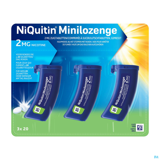 NiQuitin 2mg Minilozenge 60 Comprimés à Sucer | Arrêter de fumer