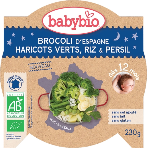 Babybio Assiètte Soir Brocolis Haricots +12 Mois 230g | Alimentation