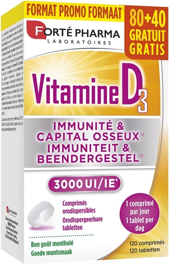 Forte Pharma Vitamine D3 3000 UI 120 Capsules | Natuurlijk afweersysteem - Immuniteit