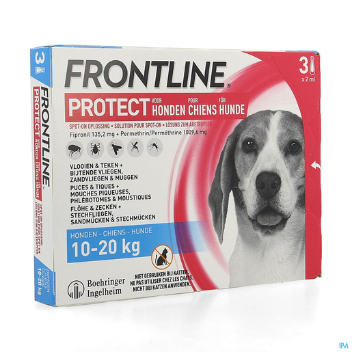 Frontline Protect Spot On Hond 10-20 kg 3x2 ml | Geneesmiddelen voor honden