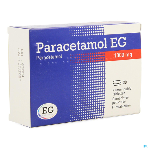 Paracetamol EG 1000mg 30 Tabletten | Hoofdpijn - Diverse pijnen